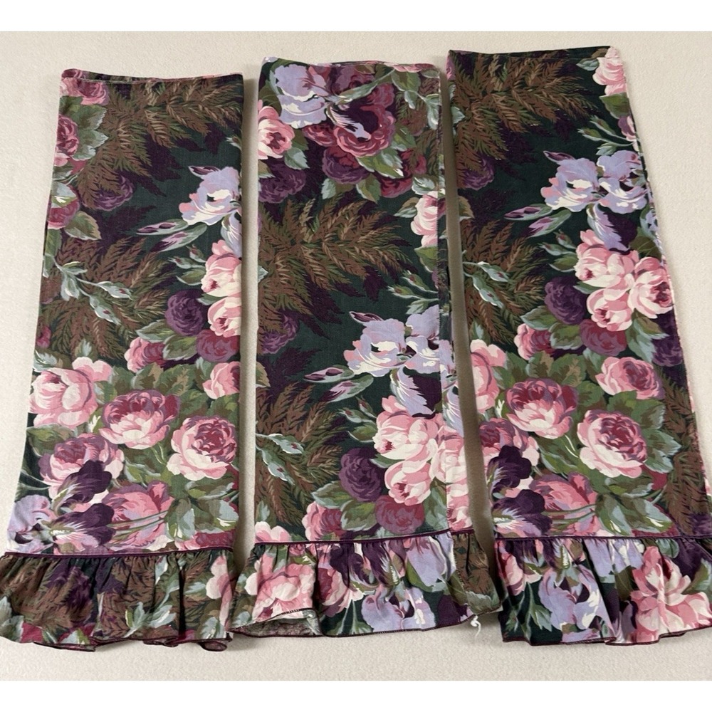 Atelier Martex Enchante Purple Pink Floral 3 Standard Pillow Shams‎ Ruffle Hem